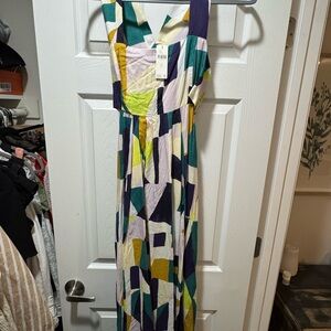 Anthropologie Multicolor Abstract Maxi Dress